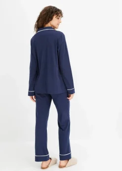 bonprix Wäsche·Nachtwäsche|Nachtwäsche^Pyjama aus reiner Baumwolle dunkelblau
