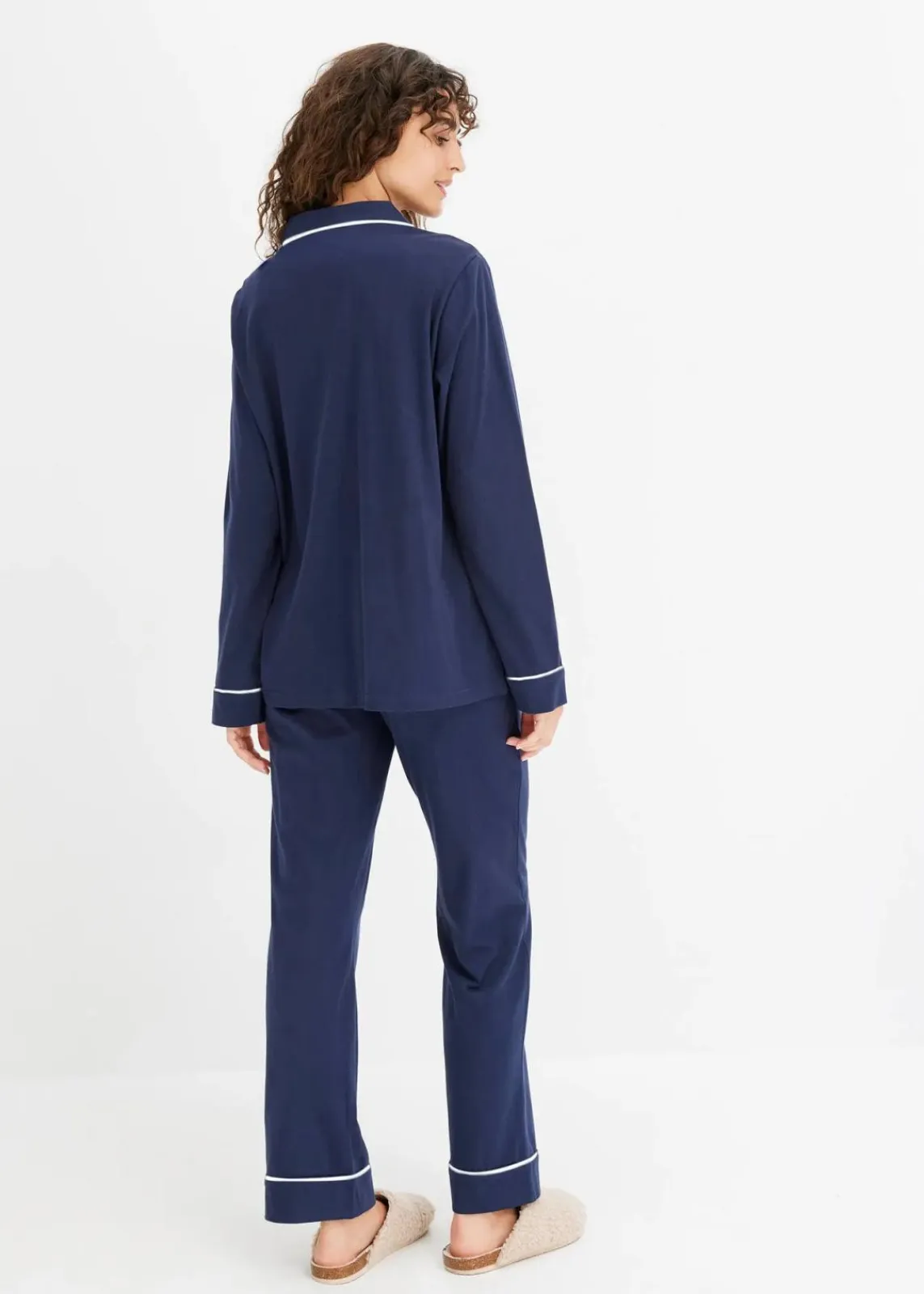 bonprix Wäsche·Nachtwäsche|Nachtwäsche^Pyjama aus reiner Baumwolle dunkelblau