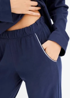 bonprix Wäsche·Nachtwäsche|Nachtwäsche^Pyjama aus reiner Baumwolle dunkelblau