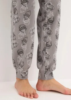 bonprix Wäsche·Nachtwäsche|Nachtwäsche^Pyjama aus reiner Baumwolle schwarz/grau bedruckt