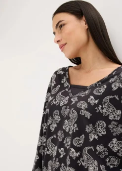 bonprix Nachtwäsche^Pyjama aus reiner Baumwolle schwarz paisley