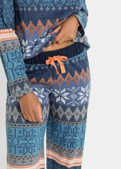 bonprix Wäsche·Nachtwäsche|Nachhaltigere Materialien^Pyjama aus reiner Bio-Baumwolle dunkelblau gemustert
