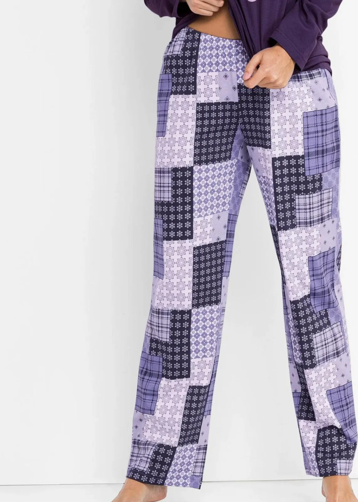 bonprix Wäsche·Nachtwäsche|Nachtwäsche^Pyjama aus reiner Bio-Baumwolle dunkellila bedruckt