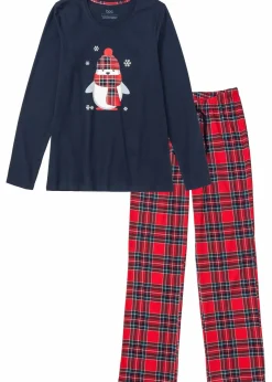 bonprix Wäsche·Nachtwäsche|Nachhaltigere Materialien^Pyjama aus reiner Bio-Baumwolle dunkelblau kariert