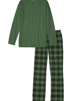bonprix Nachhaltigere Materialien|Wäsche·Nachtwäsche^Pyjama aus reiner Bio-Baumwolle fichtengrün kariert