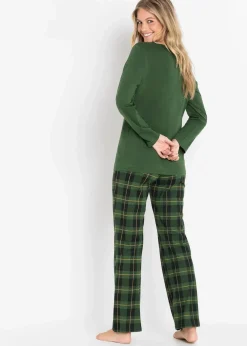 bonprix Nachhaltigere Materialien|Wäsche·Nachtwäsche^Pyjama aus reiner Bio-Baumwolle fichtengrün kariert