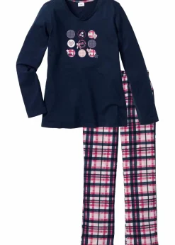 bonprix Wäsche·Nachtwäsche|Nachhaltigere Materialien^Pyjama aus reiner Bio-Baumwolle dunkelblau bedruckt
