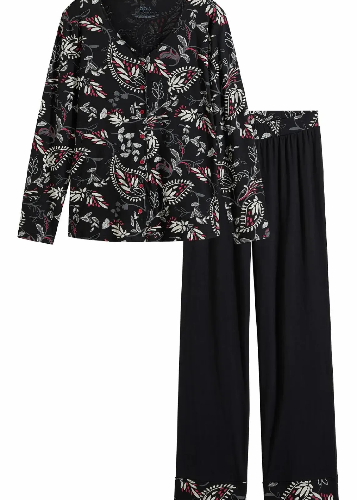 bonprix Wäsche·Nachtwäsche|Nachhaltigere Materialien^Pyjama aus reiner Bio-Baumwolle schwarz/grau gemustert