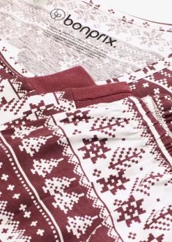 bonprix Nachhaltigere Materialien|Nachtwäsche^Pyjama aus reiner Bio-Baumwolle ahornrot/weiß
