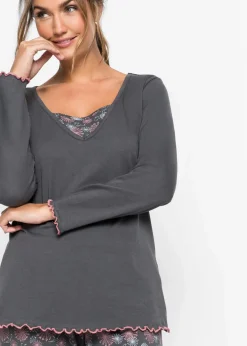 bonprix Wäsche·Nachtwäsche|Nachhaltigere Materialien^Pyjama aus reiner Bio-Baumwolle grau bedruckt