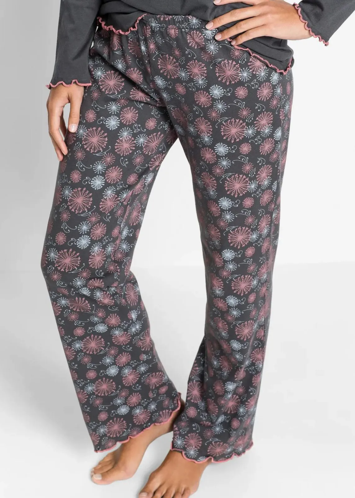 bonprix Wäsche·Nachtwäsche|Nachhaltigere Materialien^Pyjama aus reiner Bio-Baumwolle grau bedruckt
