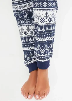 bonprix Wäsche·Nachtwäsche|Nachhaltigere Materialien^Pyjama aus reiner Bio-Baumwolle tiefblau/weiß