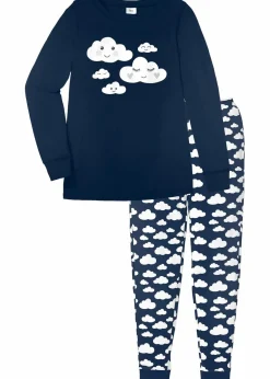 bonprix Wäsche·Nachtwäsche|Nachhaltigere Materialien^Pyjama aus reiner Bio-Baumwolle dunkelblau bedruckt