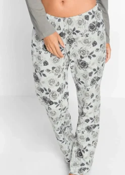 bonprix Wäsche·Nachtwäsche|Nachhaltigere Materialien^Pyjama aus reiner Bio-Baumwolle grau/weiß bedruckt
