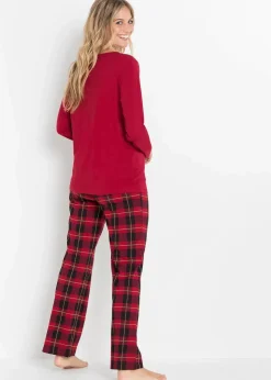 bonprix Nachhaltigere Materialien|Nachtwäsche^Pyjama aus reiner Bio-Baumwolle abendrot kariert