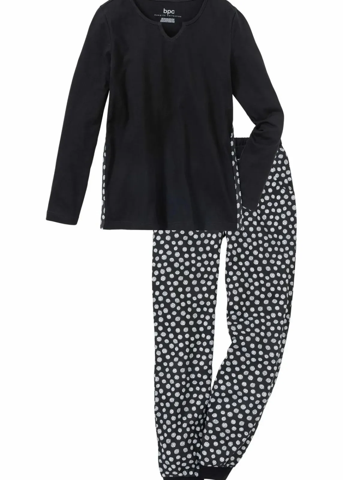 bonprix Wäsche·Nachtwäsche|Nachhaltigere Materialien^Pyjama aus reiner Bio-Baumwolle schwarz/weiß gemustert