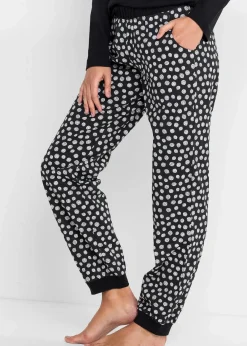 bonprix Wäsche·Nachtwäsche|Nachhaltigere Materialien^Pyjama aus reiner Bio-Baumwolle schwarz/weiß gemustert