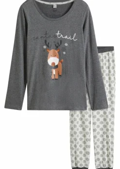bonprix Wäsche·Nachtwäsche|Nachtwäsche^Pyjama aus weicher Baumwolle grau meliert gemustert