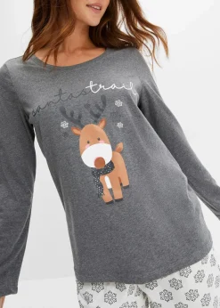 bonprix Wäsche·Nachtwäsche|Nachtwäsche^Pyjama aus weicher Baumwolle grau meliert gemustert