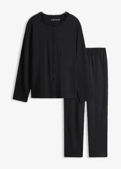 bonprix Wäsche·Nachtwäsche|Nachtwäsche^Pyjama aus weicher Baumwolle schwarz