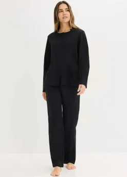 bonprix Wäsche·Nachtwäsche|Nachtwäsche^Pyjama aus weicher Baumwolle schwarz