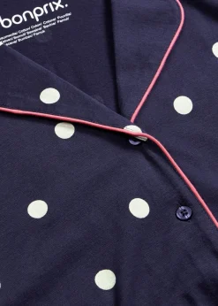 bonprix Wäsche·Nachtwäsche|Nachtwäsche^Pyjama aus weicher Baumwolle maritimblau/weiß gepunktet