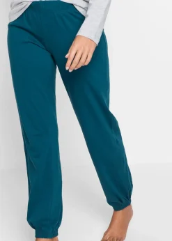 bonprix Wäsche·Nachtwäsche|Nachhaltigere Materialien^Pyjama mit Bio-Baumwolle blaupetrol bedruckt