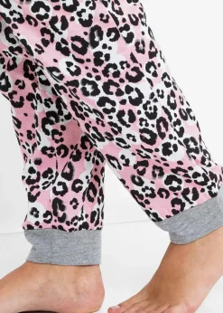 bonprix Wäsche·Nachtwäsche|Nachhaltigere Materialien^Pyjama mit Bio-Baumwolle grau meliert/puderrosa bedruckt