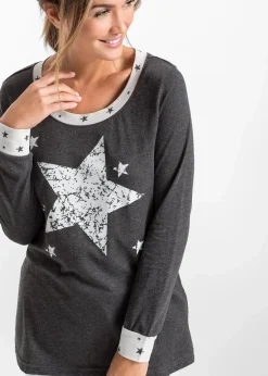 bonprix Wäsche·Nachtwäsche|Nachhaltigere Materialien^Pyjama mit Bio-Baumwolle anthrazit meliert