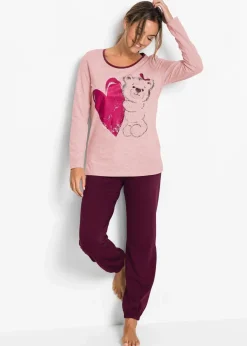 bonprix Nachhaltigere Materialien|Nachtwäsche^Pyjama mit Bio-Baumwolle altrosa bedruckt