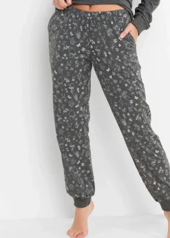 bonprix Wäsche·Nachtwäsche|Nachhaltigere Materialien^Pyjama mit Bio-Baumwolle anthrazit meliert bedruckt