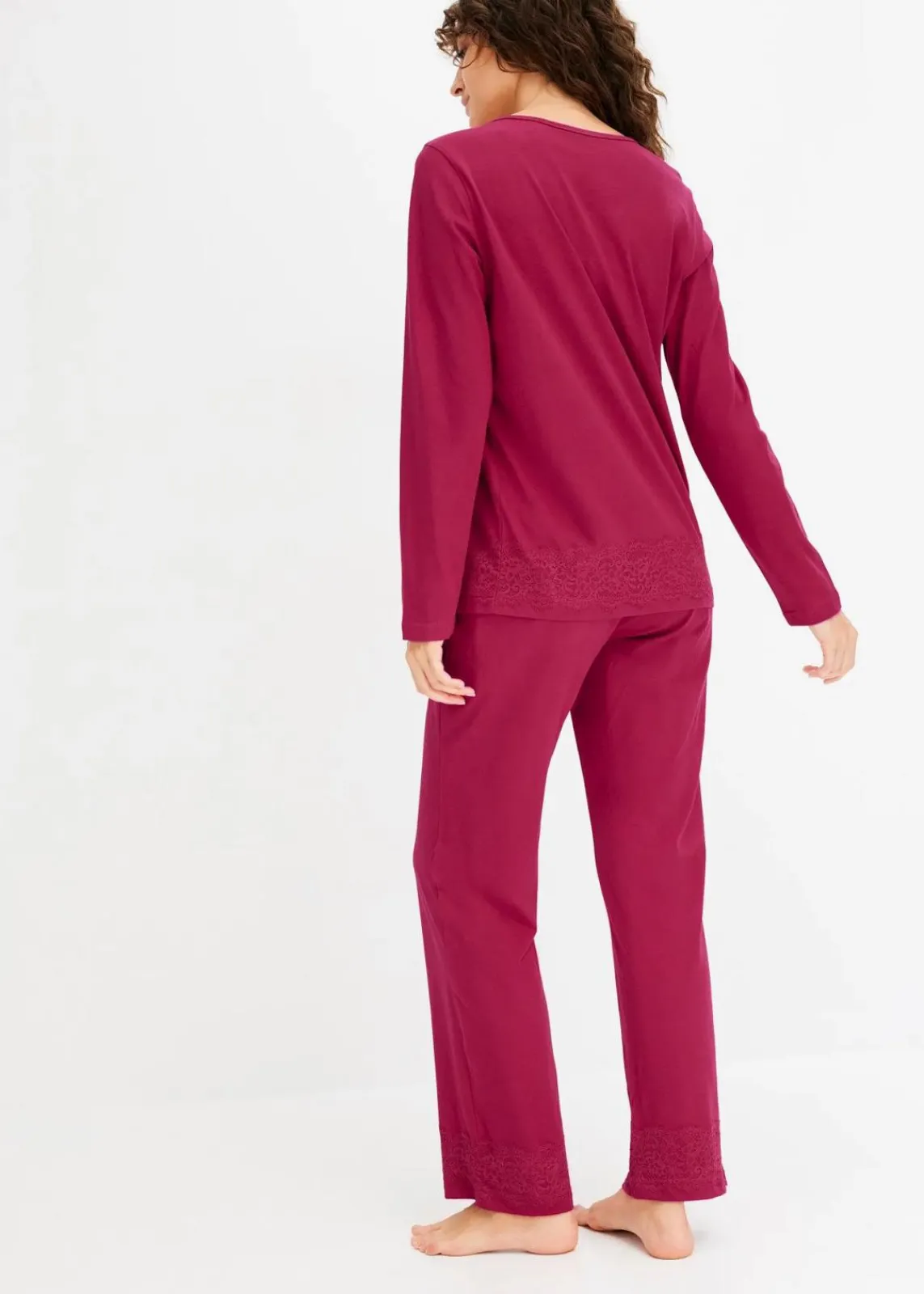 bonprix Wäsche·Nachtwäsche|Nachtwäsche^Pyjama mit dezenter Spitze magenta