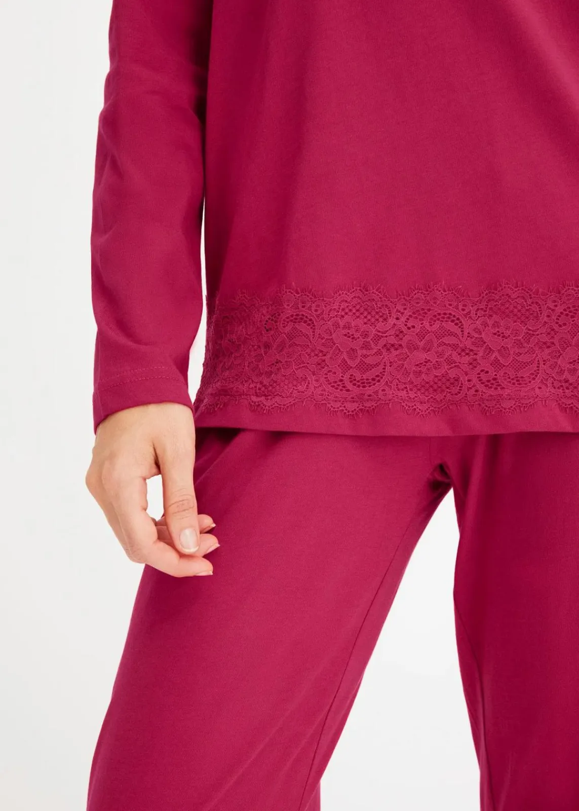 bonprix Wäsche·Nachtwäsche|Nachtwäsche^Pyjama mit dezenter Spitze magenta