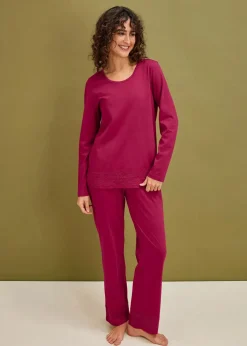 bonprix Wäsche·Nachtwäsche|Nachtwäsche^Pyjama mit dezenter Spitze magenta