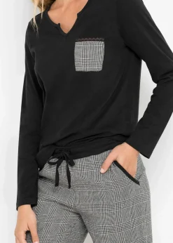 bonprix Wäsche·Nachtwäsche|Nachtwäsche^Pyjama mit Flanellhose schwarz kariert