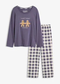 bonprix Wäsche·Nachtwäsche|Nachtwäsche^Pyjama mit Flanellhose blaubeere kariert