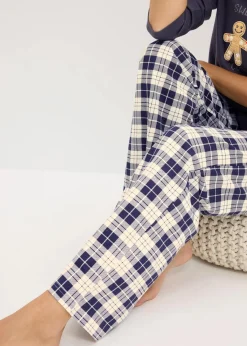 bonprix Wäsche·Nachtwäsche|Nachtwäsche^Pyjama mit Flanellhose blaubeere kariert