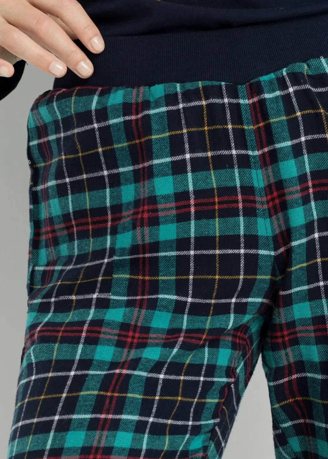 bonprix Wäsche·Nachtwäsche|Nachtwäsche^Pyjama mit Flanellhose dunkelblau kariert
