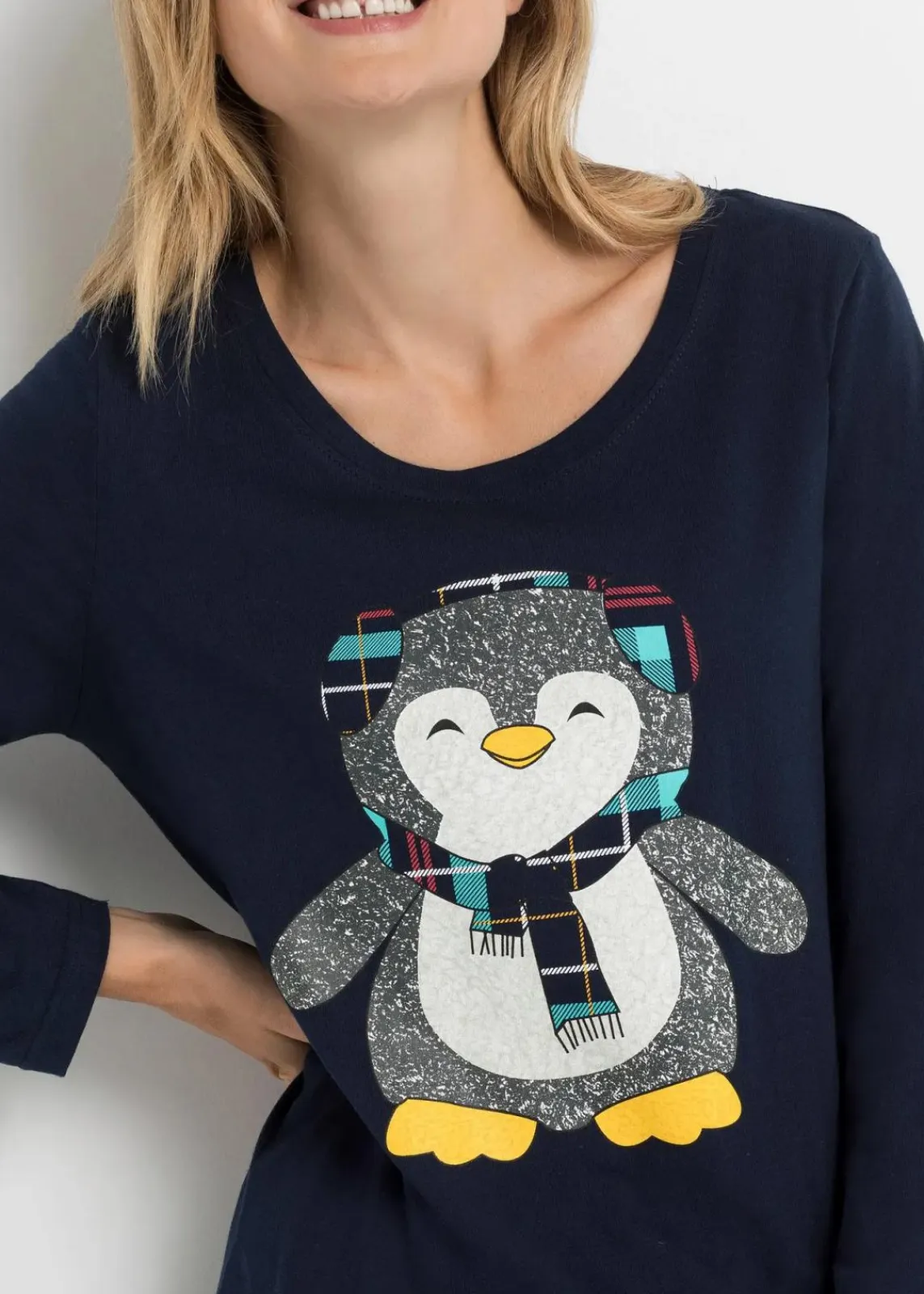 bonprix Wäsche·Nachtwäsche|Nachtwäsche^Pyjama mit Flanellhose dunkelblau kariert