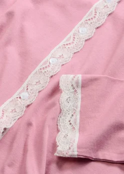 bonprix Wäsche·Nachtwäsche|Nachtwäsche^Pyjama mit Knopfleiste mauve/wollweiß