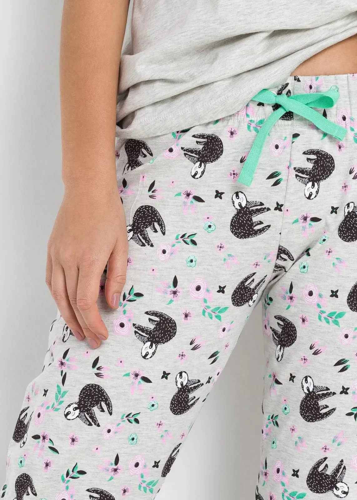 bonprix Wäsche·Nachtwäsche|Nachtwäsche^Pyjama mit kurzen Ärmeln naturmeliert bedruckt