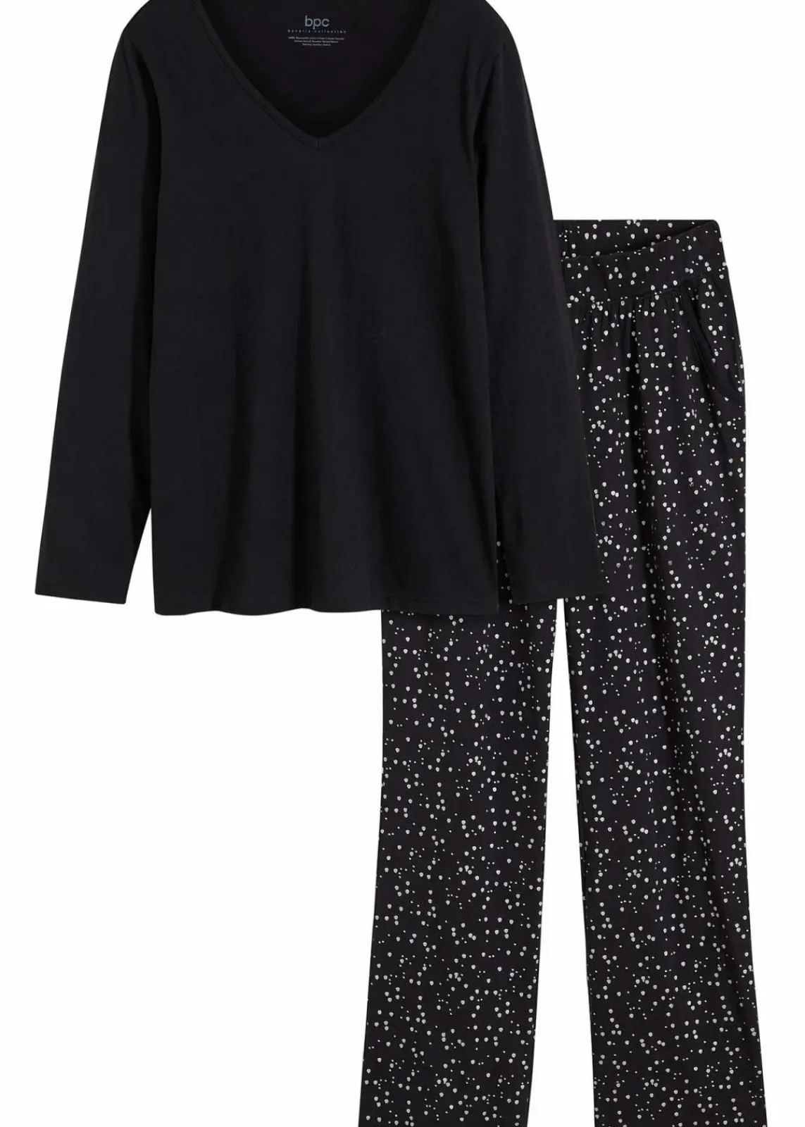 bonprix Wäsche·Nachtwäsche|Nachtwäsche^Pyjama mit schimmerndem Druck schwarz gepunktet