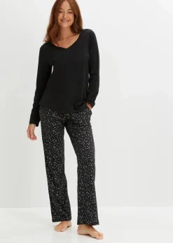 bonprix Wäsche·Nachtwäsche|Nachtwäsche^Pyjama mit schimmerndem Druck schwarz gepunktet