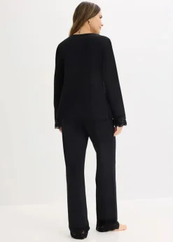 bonprix Wäsche·Nachtwäsche|Nachtwäsche^Pyjama mit Spitzenbesatz schwarz