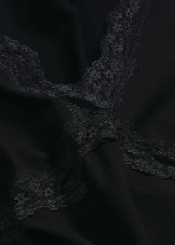 bonprix Wäsche·Nachtwäsche|Nachtwäsche^Pyjama mit Spitzenbesatz schwarz