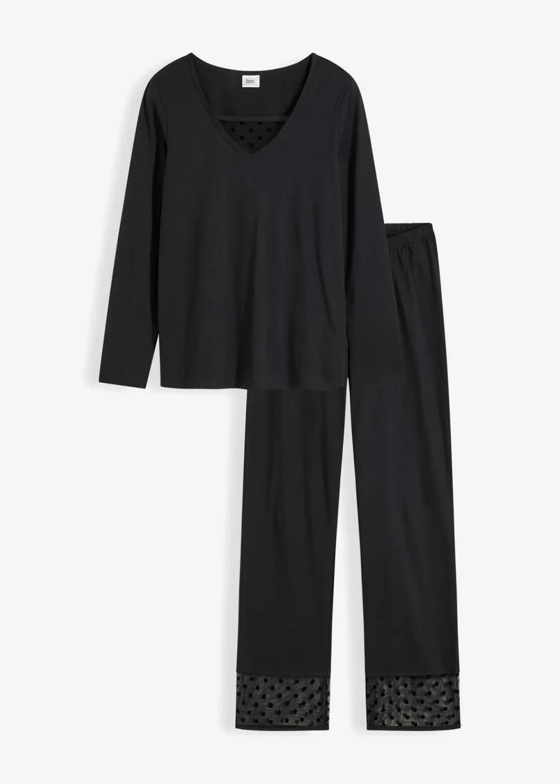 bonprix Wäsche·Basics|Wäsche·Nachtwäsche^Pyjama mit zartem Mesh schwarz