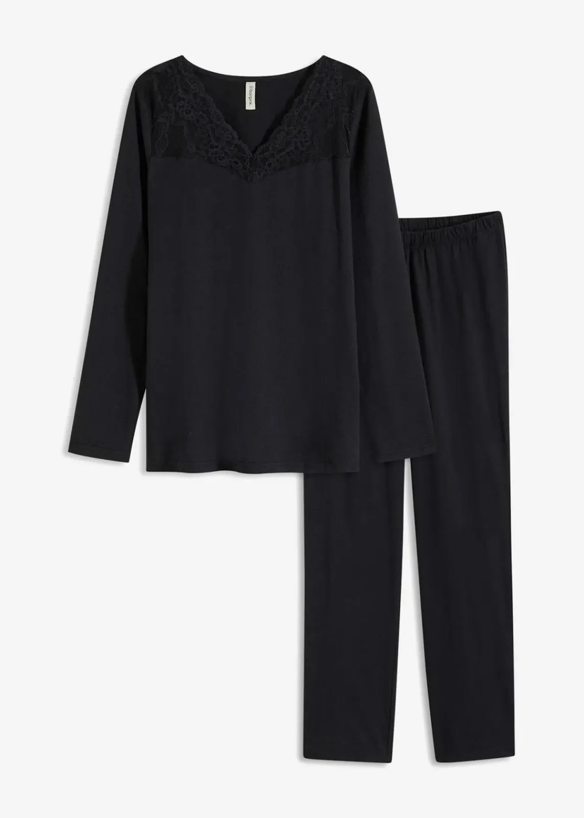 bonprix Wäsche·Nachtwäsche|Nachtwäsche^Pyjama mit zarter Spitze schwarz