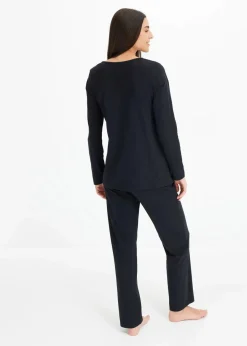 bonprix Wäsche·Nachtwäsche|Nachtwäsche^Pyjama mit zarter Spitze schwarz