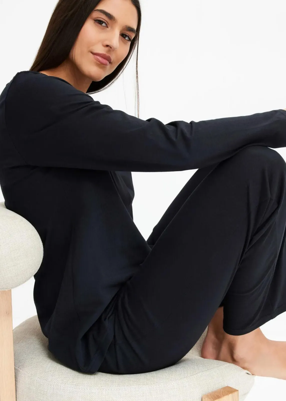 bonprix Wäsche·Nachtwäsche|Nachtwäsche^Pyjama mit zarter Spitze schwarz