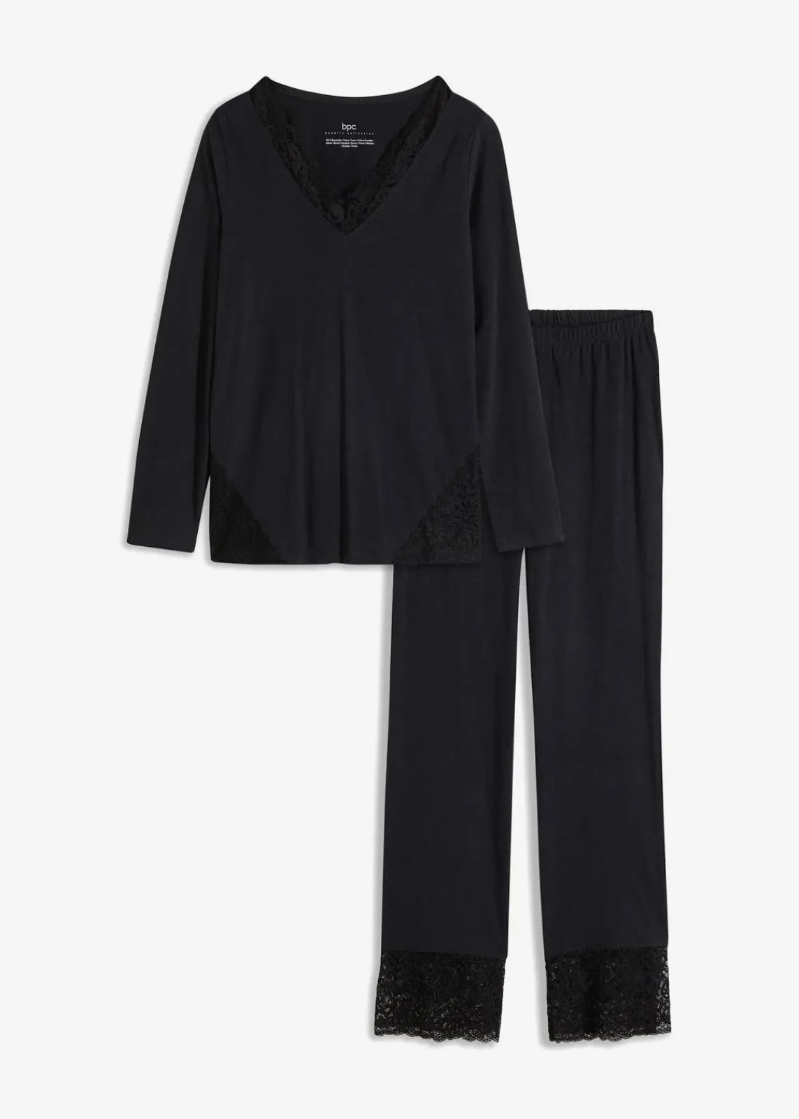 bonprix Wäsche·Nachtwäsche|Nachtwäsche^Pyjama mit zarter Spitze schwarz